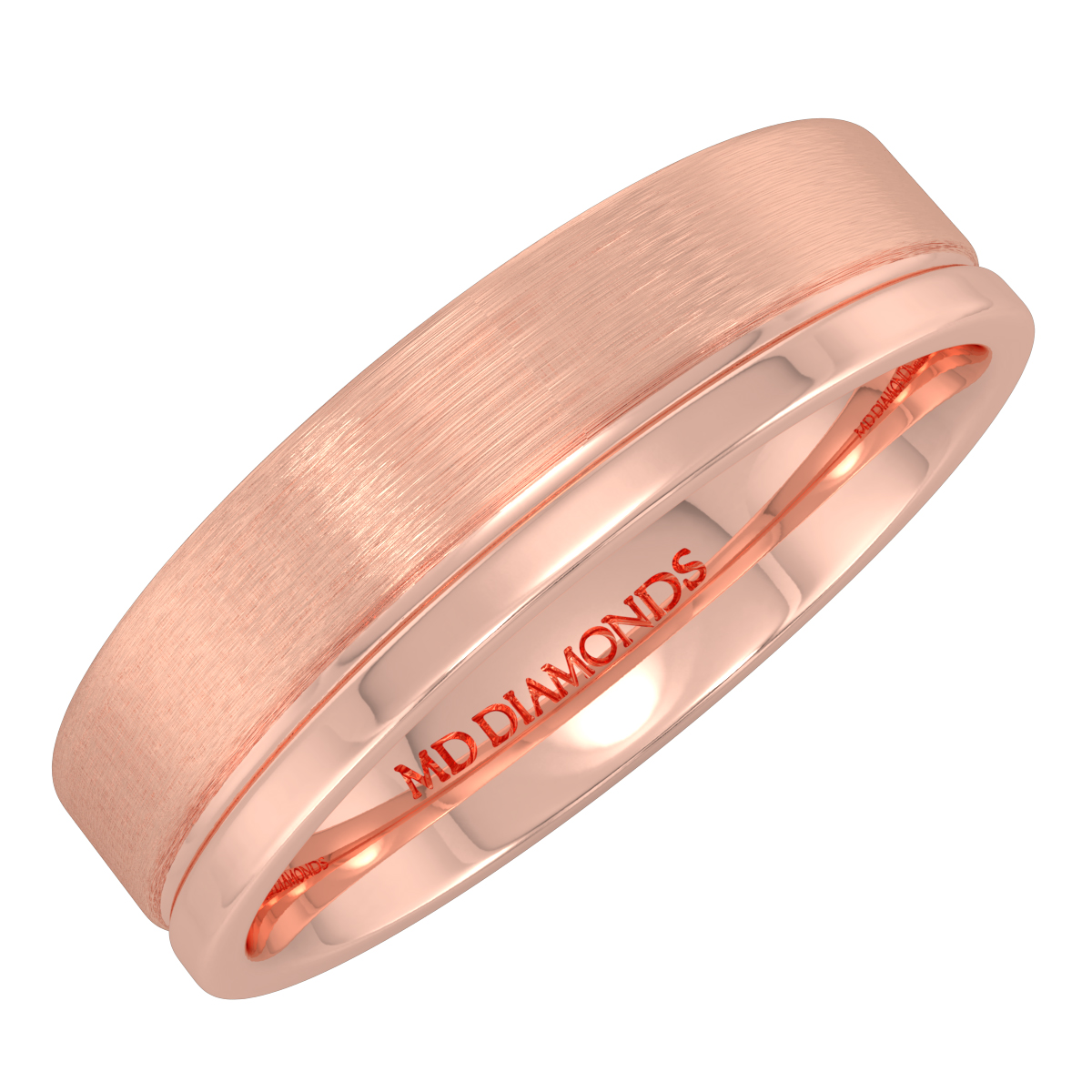 Men's Single Grooved Matt And Shiny Wedding Band