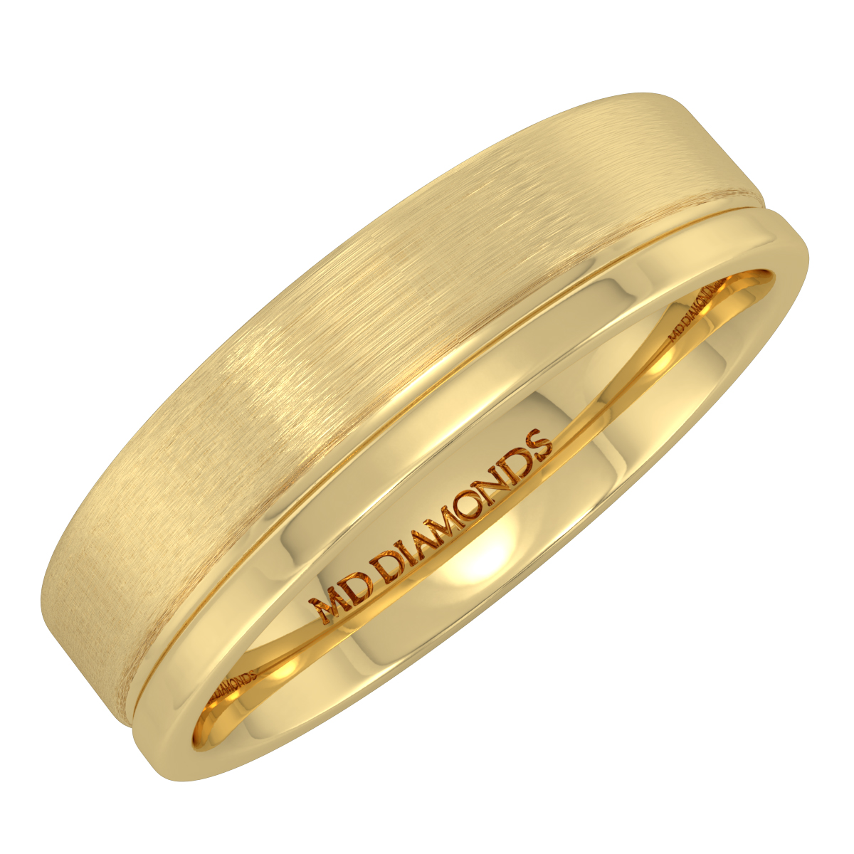 Men's Single Grooved Matt And Shiny Wedding Band