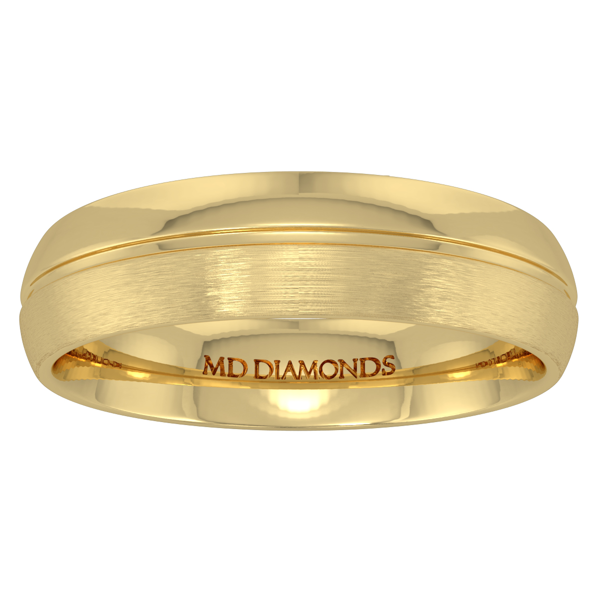 Men's Court Shape Single Grooved Matt And Shiny Wedding Band