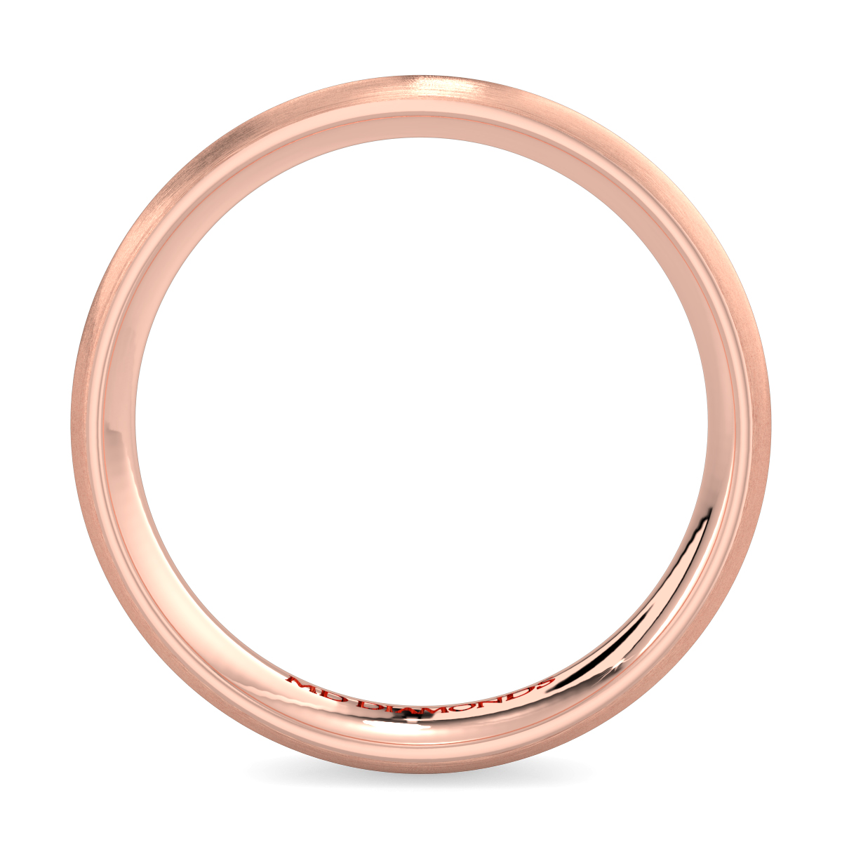 Men's Court Shape Single Grooved Matt And Shiny Wedding Band