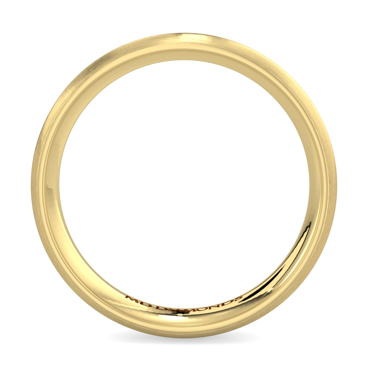 Men's Court Shape Single Grooved Matt And Shiny Wedding Band
