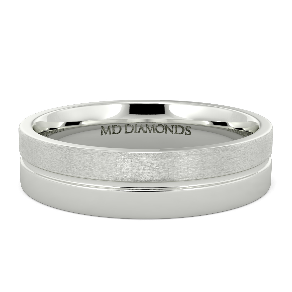 Men's Centre Grooved Matt And Shiny Wedding Band