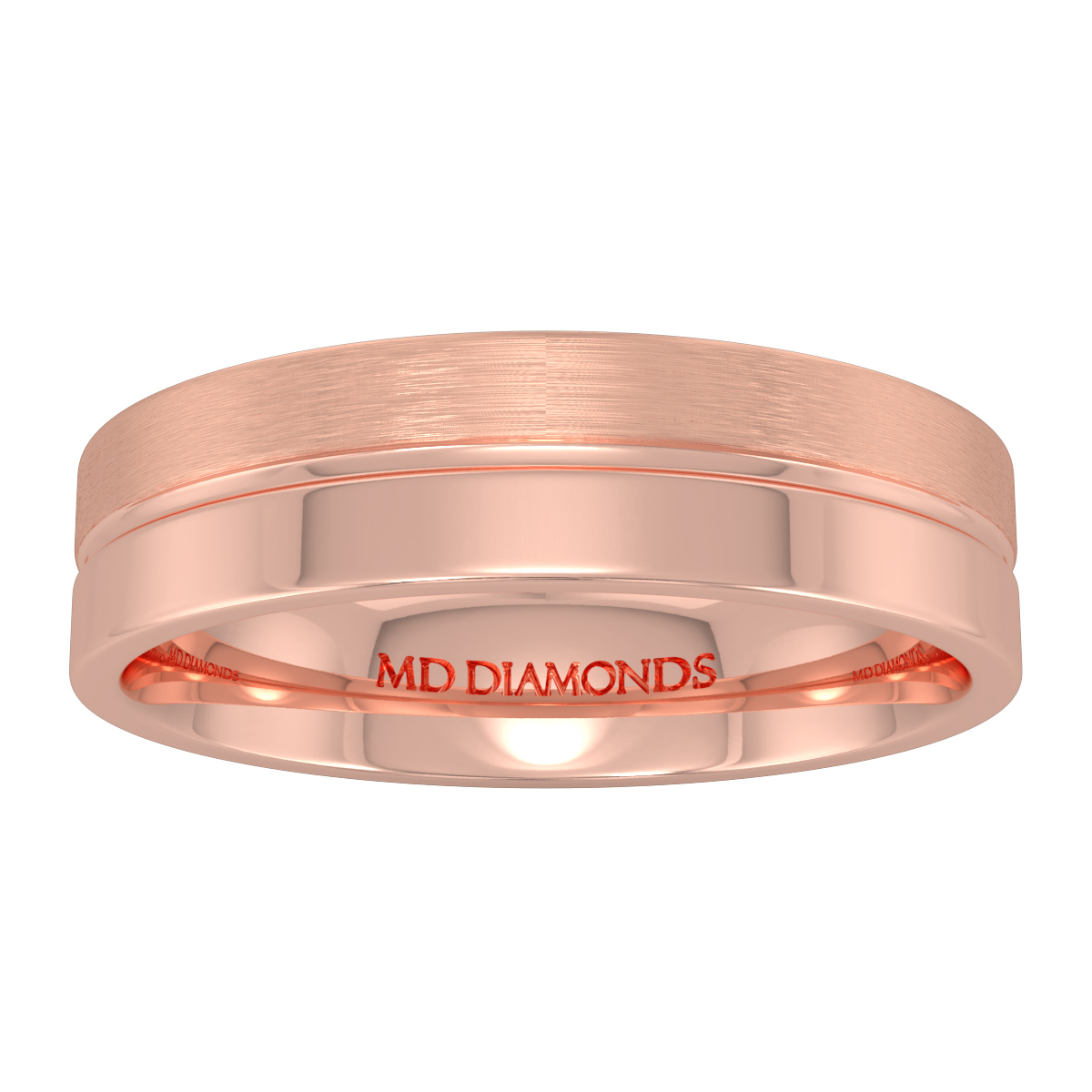 Men's Centre Grooved Matt And Shiny Wedding Band