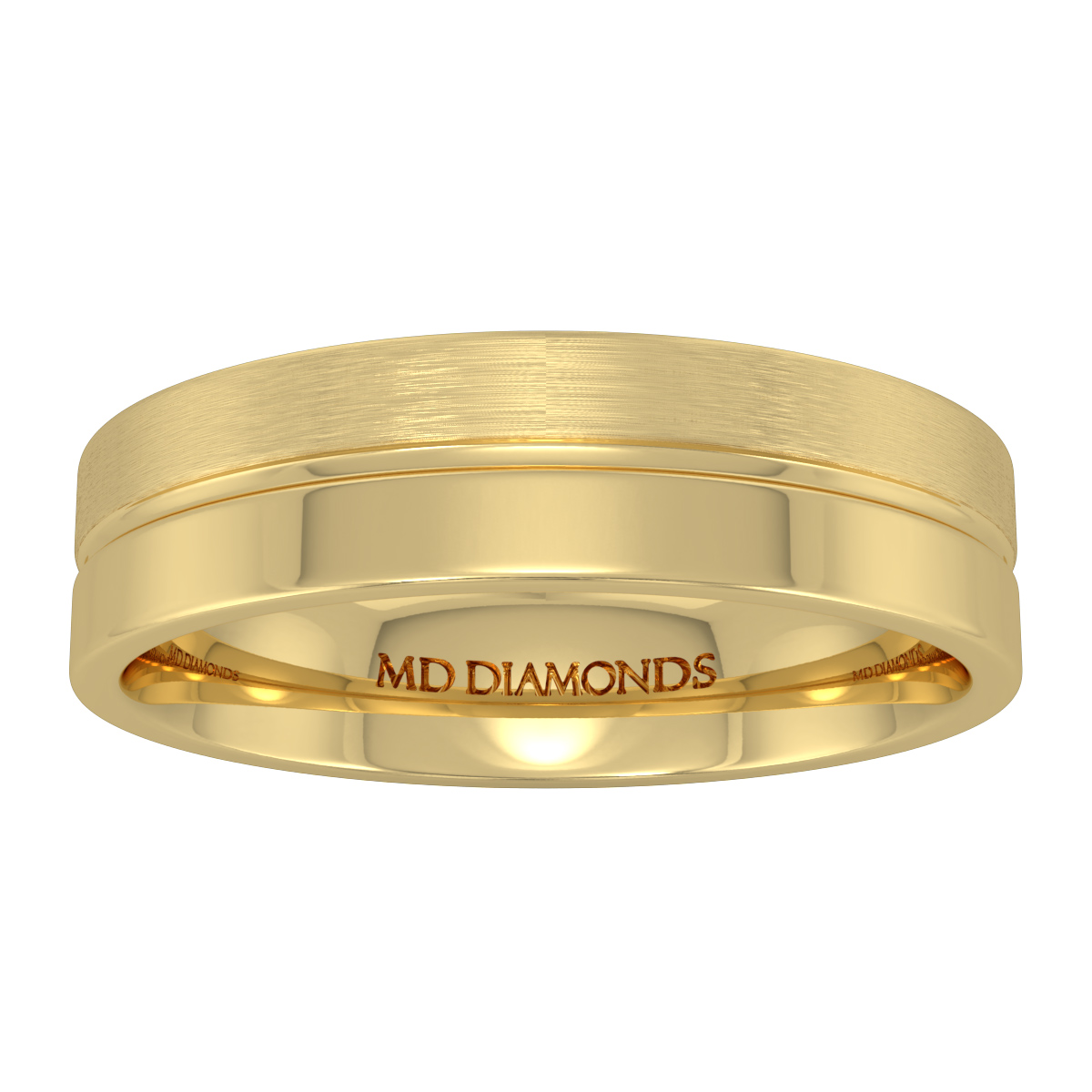 Men's Centre Grooved Matt And Shiny Wedding Band