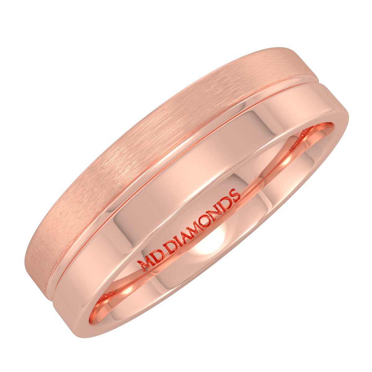 Men's Centre Grooved Matt And Shiny Wedding Band