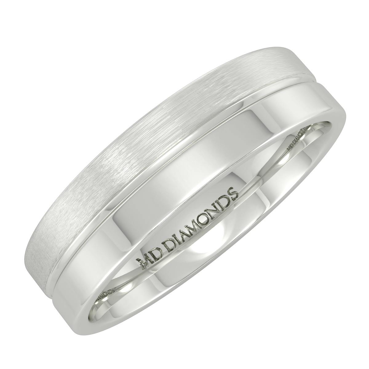 Men's Centre Grooved Matt And Shiny Wedding Band