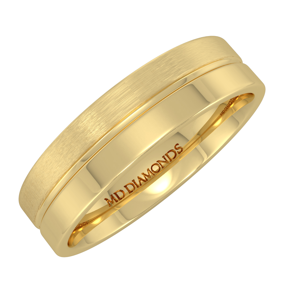 Men's Centre Grooved Matt And Shiny Wedding Band