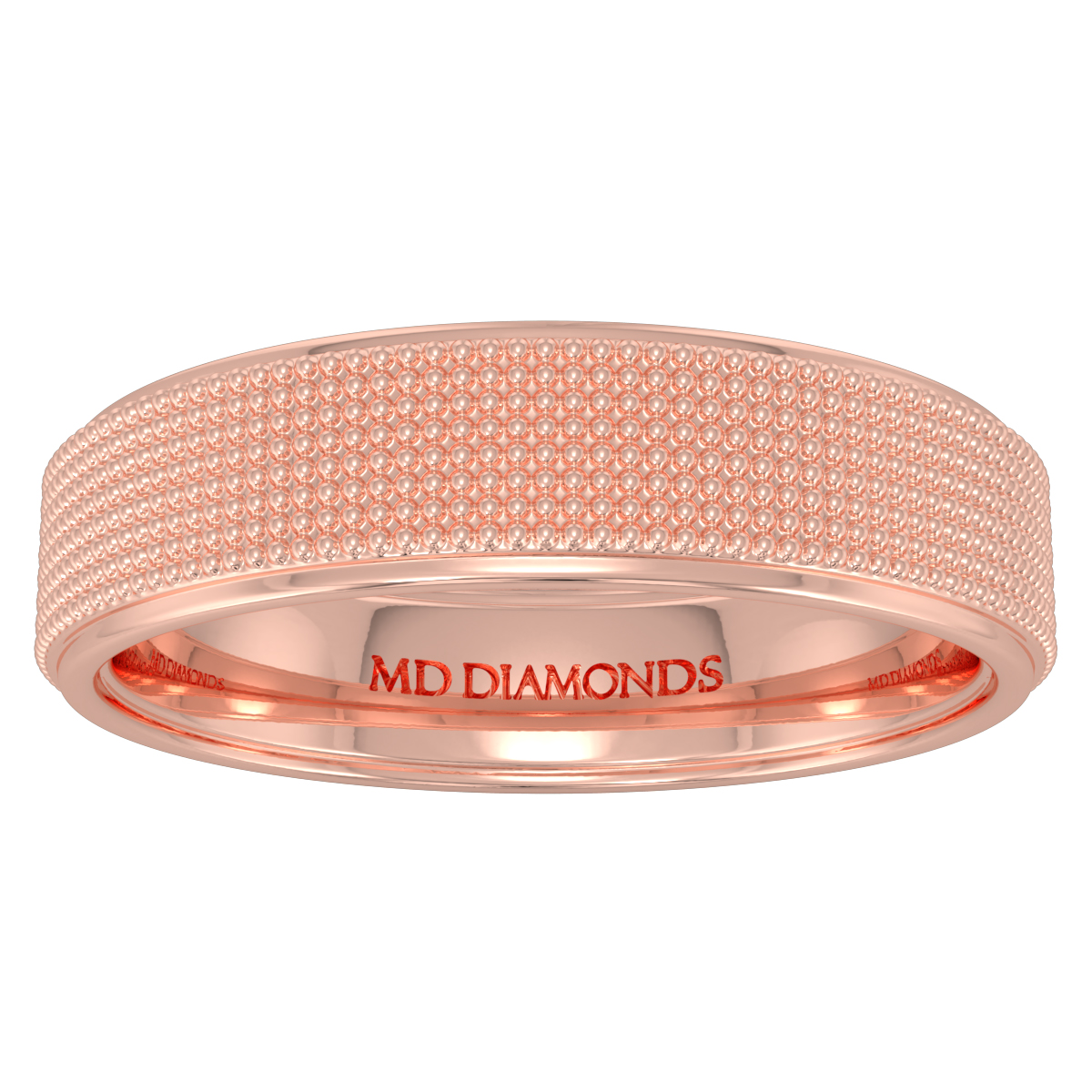 Men's Flat Court  Beaded Centre Wedding Band