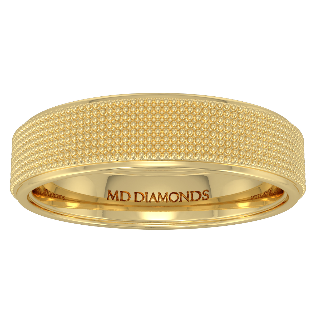 Men's Flat Court  Beaded Centre Wedding Band