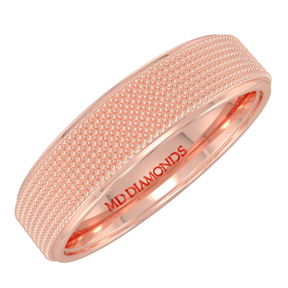 Men's Flat Court  Beaded Centre Wedding Band
