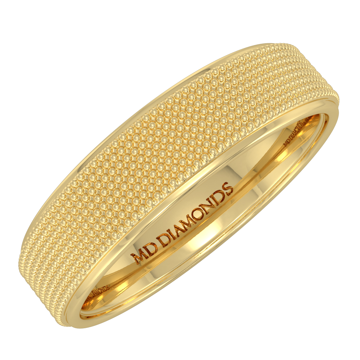 Men's Flat Court  Beaded Centre Wedding Band