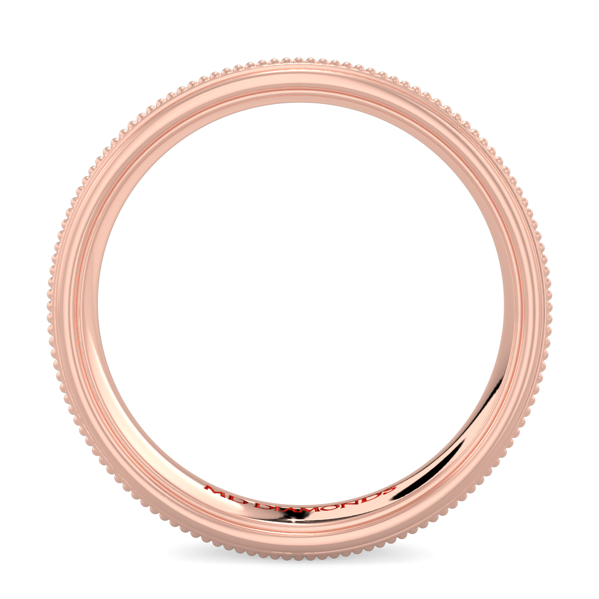 Men's Flat Court  Beaded Centre Wedding Band