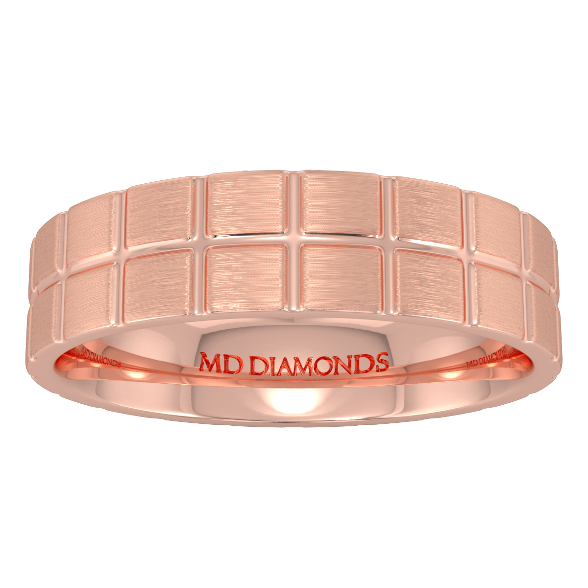 Men's Tile Pattern, Matt Finish Wedding Band