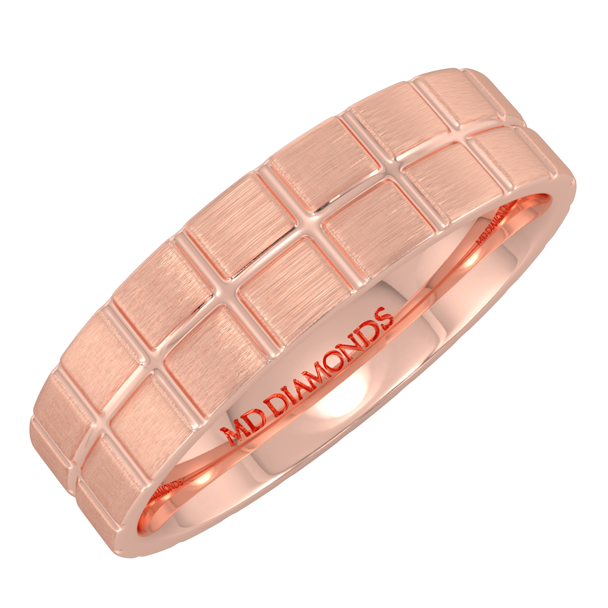Men's Tile Pattern, Matt Finish Wedding Band