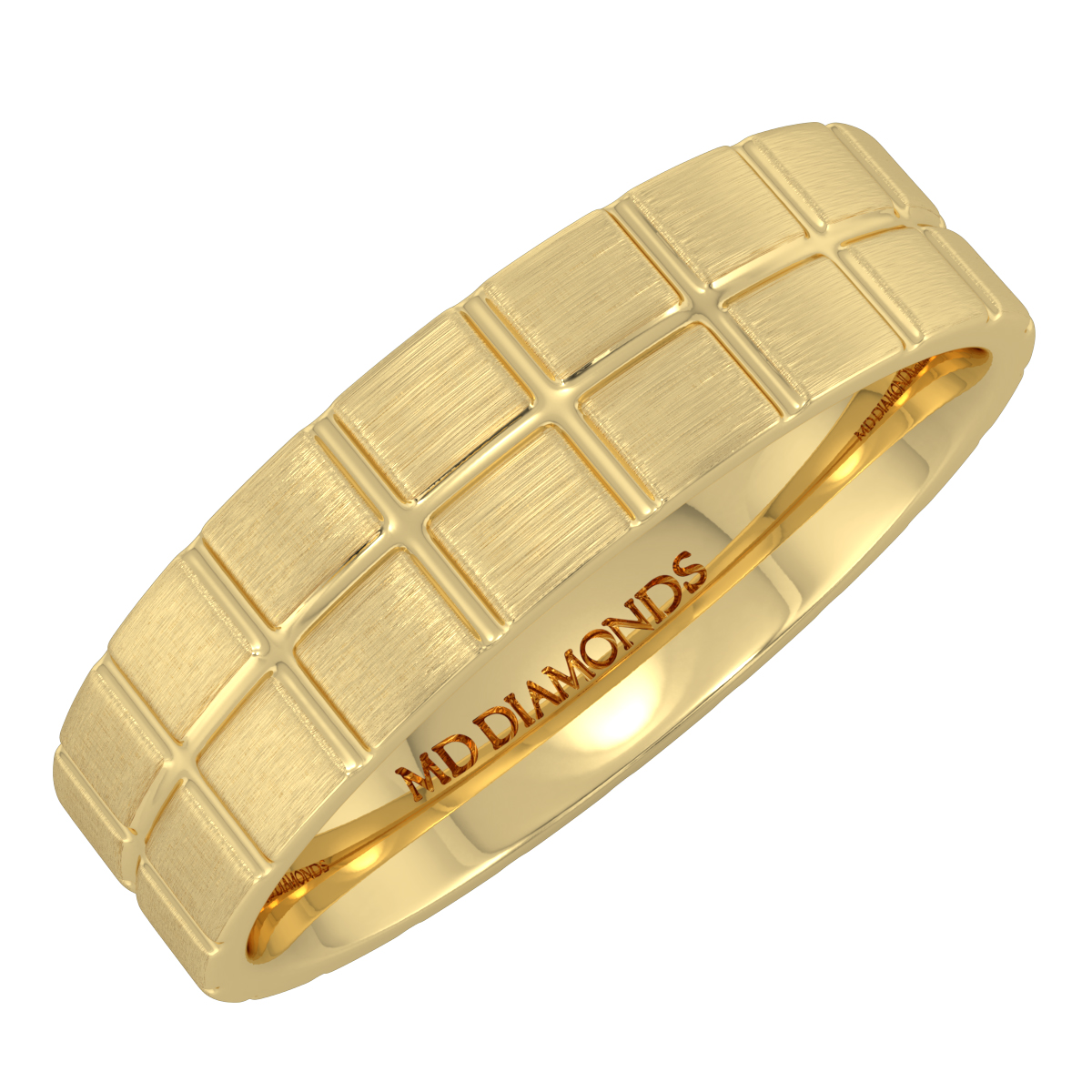 Men's Tile Pattern, Matt Finish Wedding Band