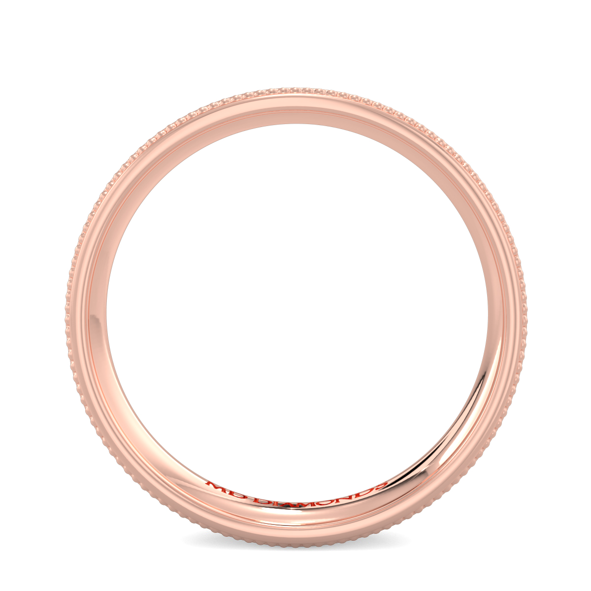Men's Flat Court - Beaded Edges, Satin Finish Weding Band