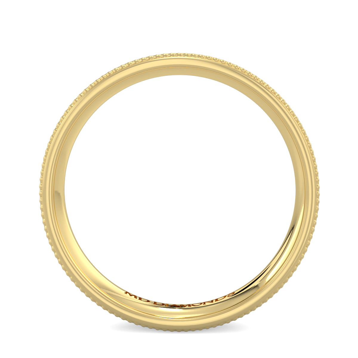 Men's Flat Court - Beaded Edges, Satin Finish Weding Band