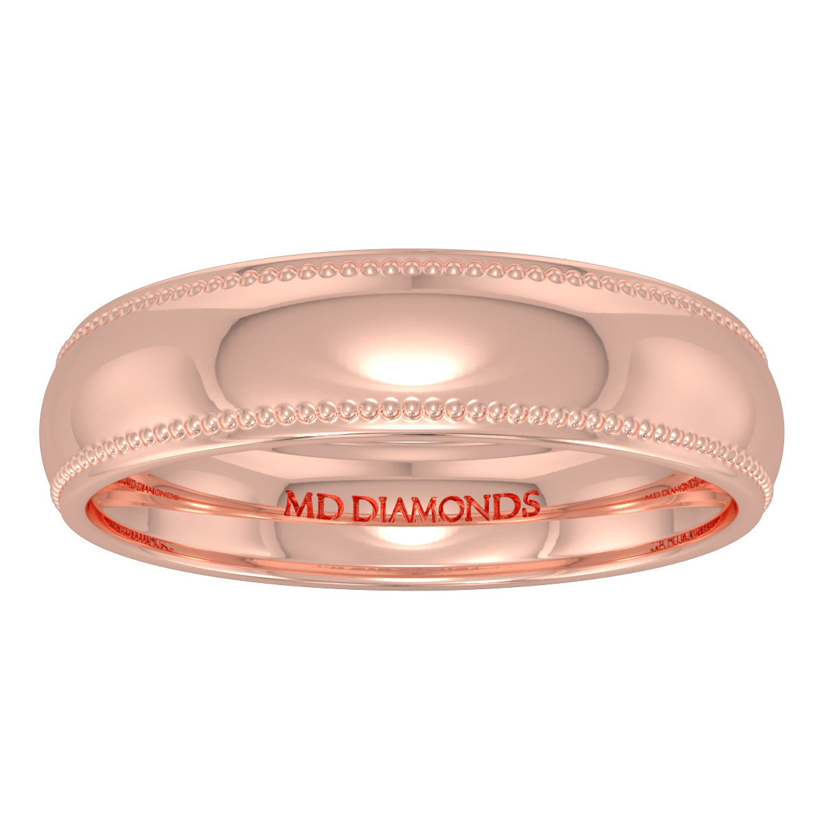 Men's Milgrained Edges Shiny Finish Wedding Band