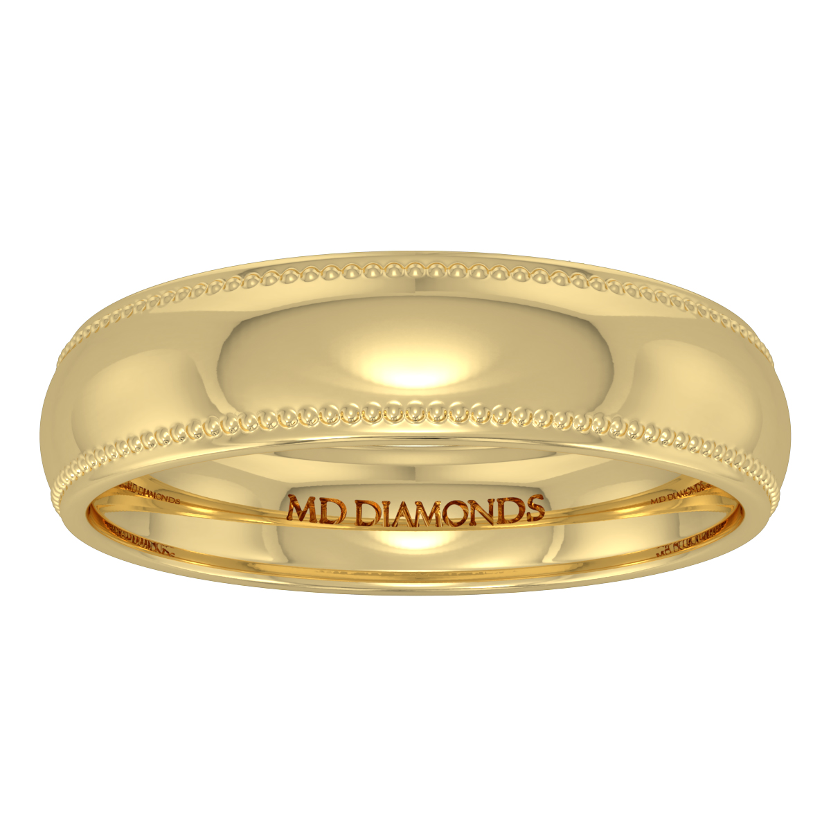 Men's Milgrained Edges Shiny Finish Wedding Band