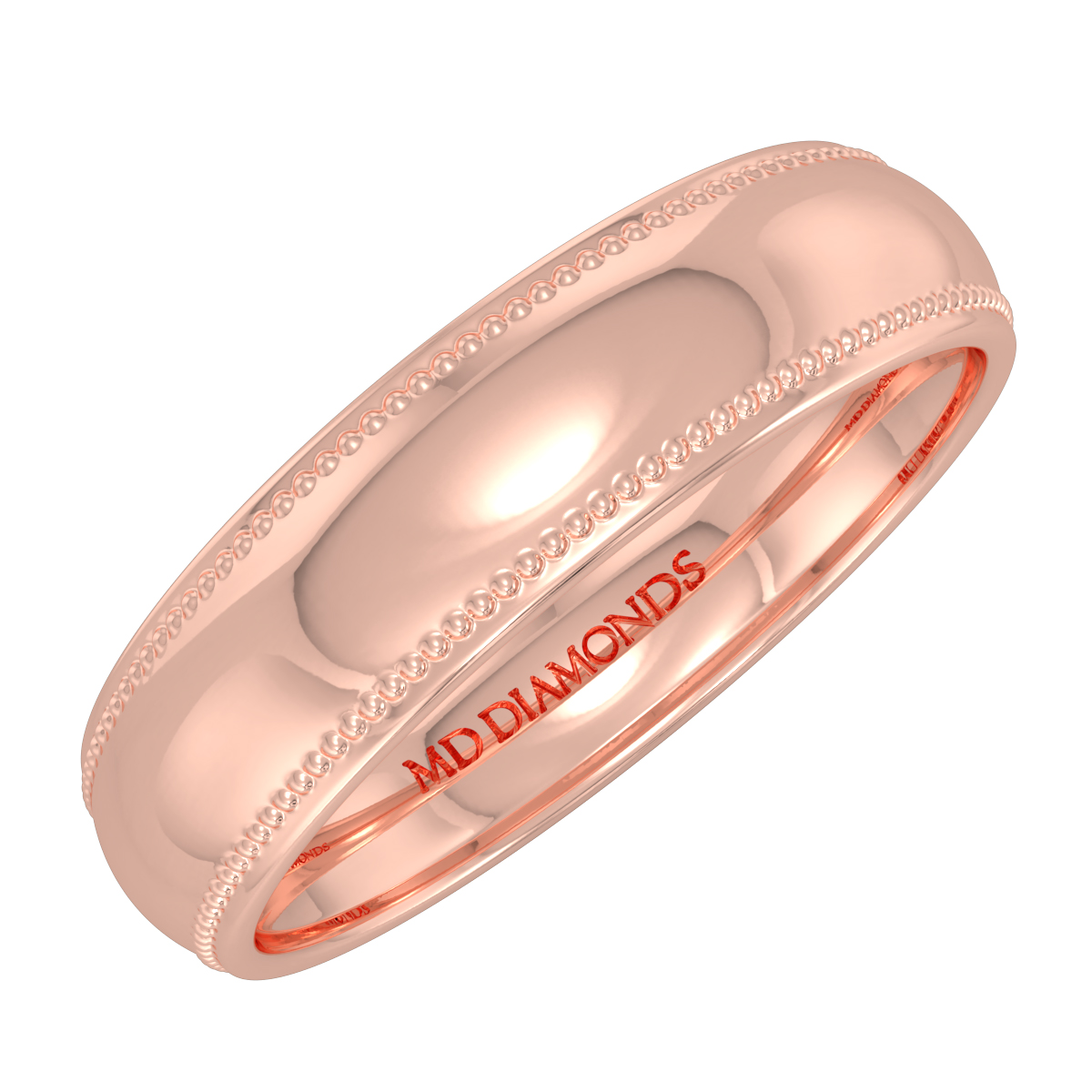 Men's Milgrained Edges Shiny Finish Wedding Band