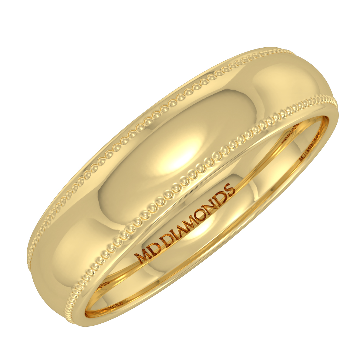 Men's Milgrained Edges Shiny Finish Wedding Band