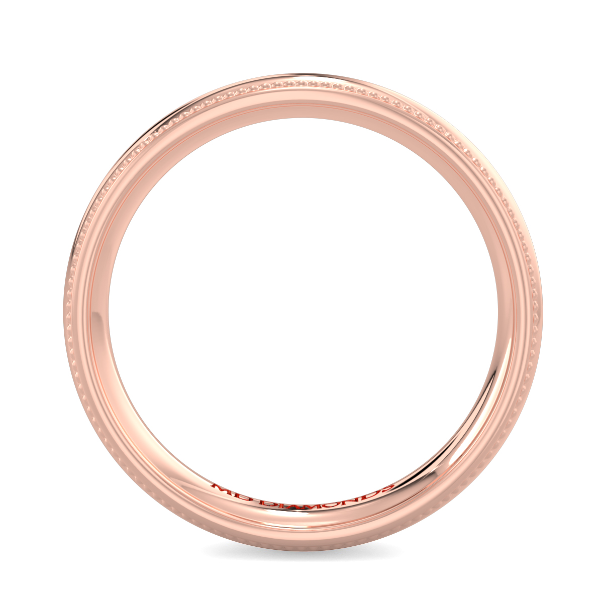 Men's Milgrained Edges Shiny Finish Wedding Band