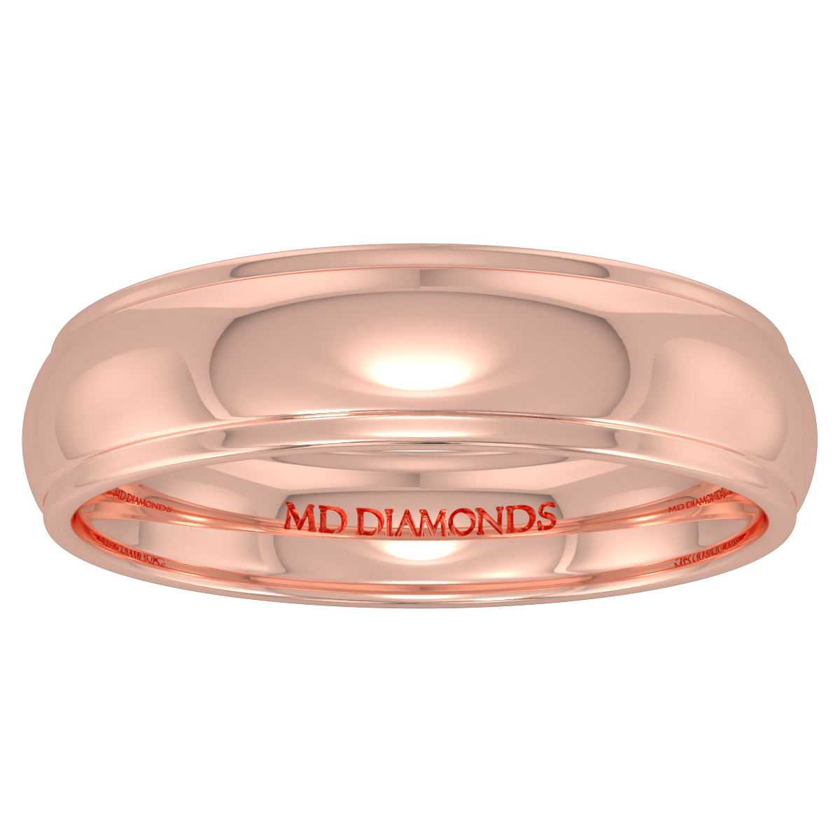 Men's Grooved Edges Shiny Finish Wedding Band