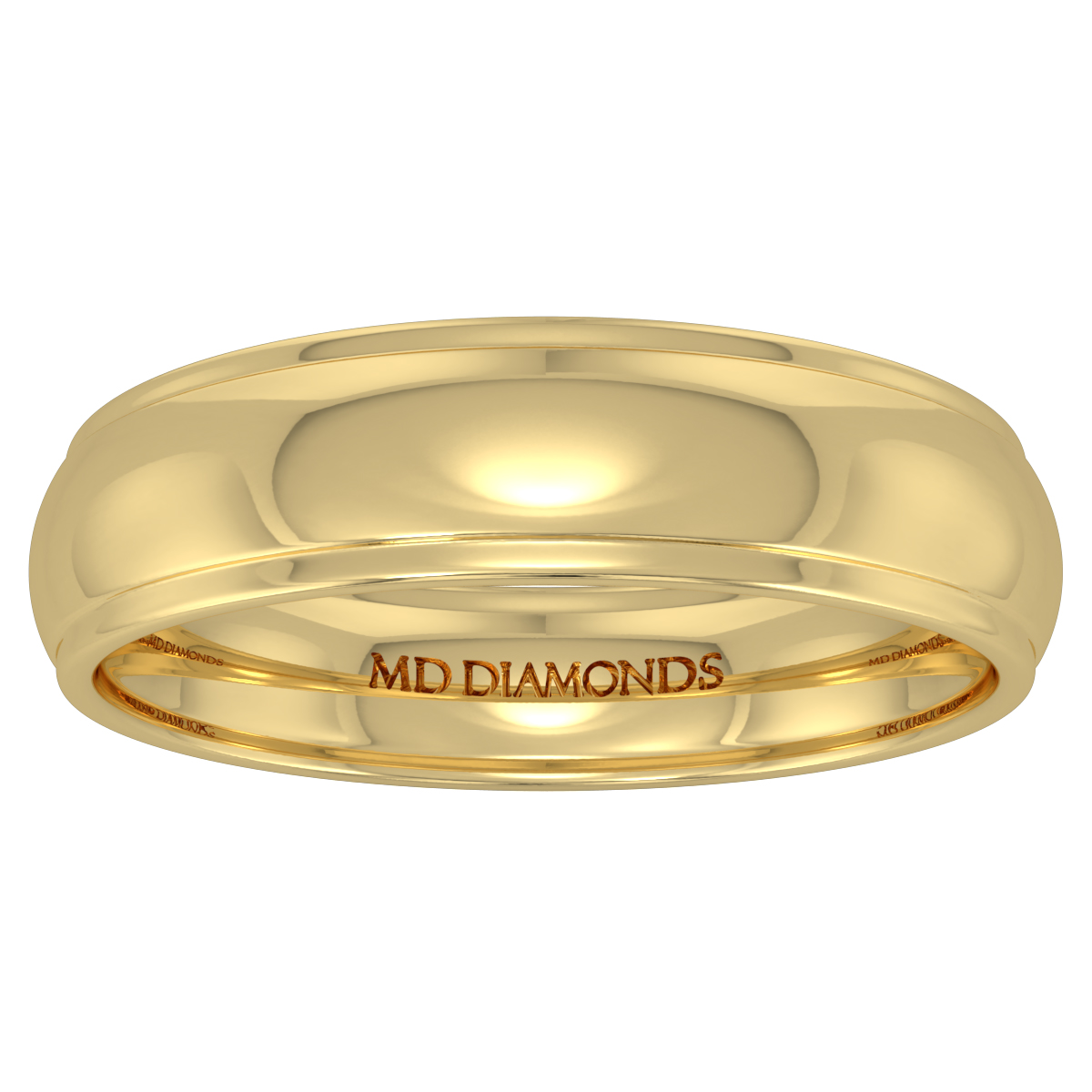 Men's Grooved Edges Shiny Finish Wedding Band