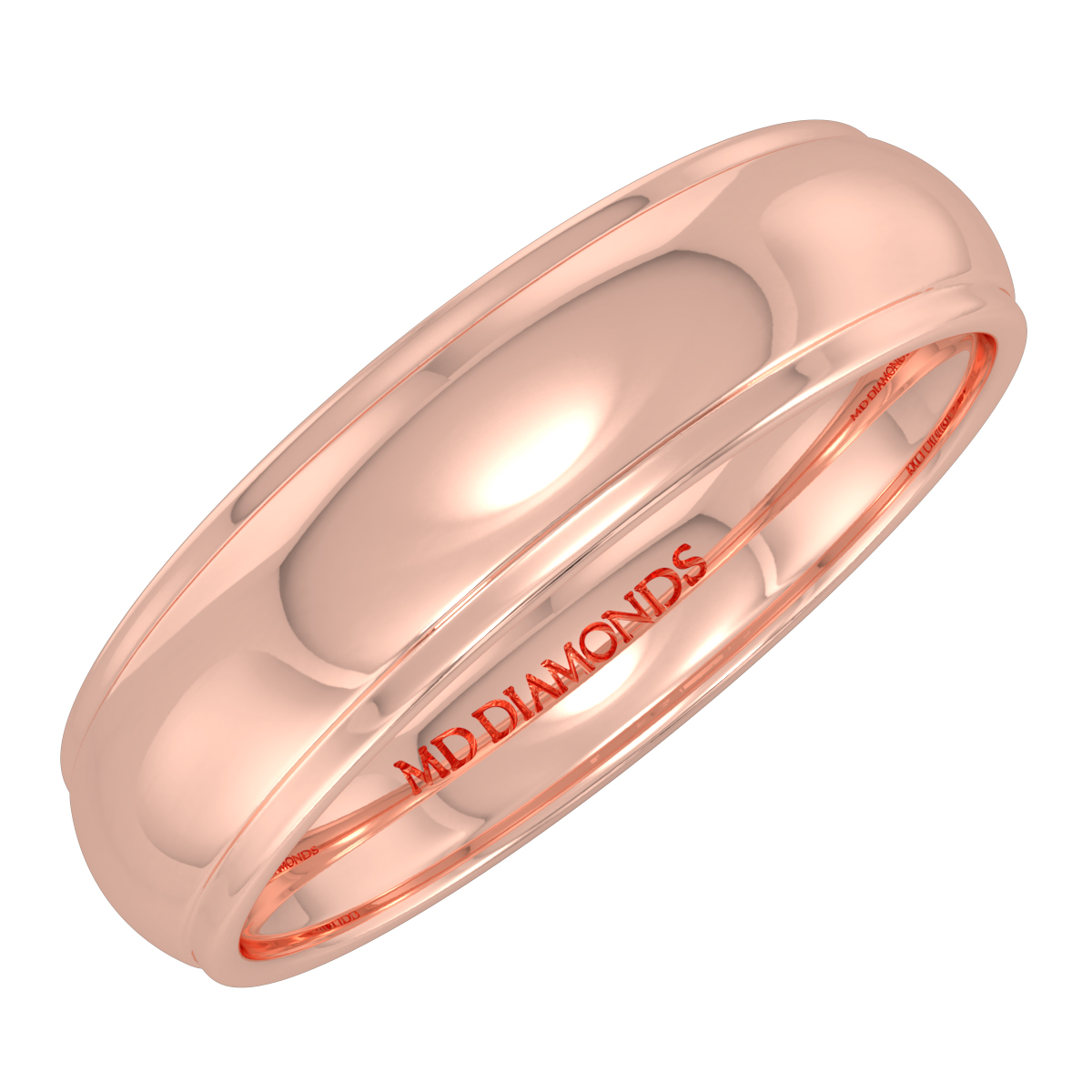 Men's Grooved Edges Shiny Finish Wedding Band