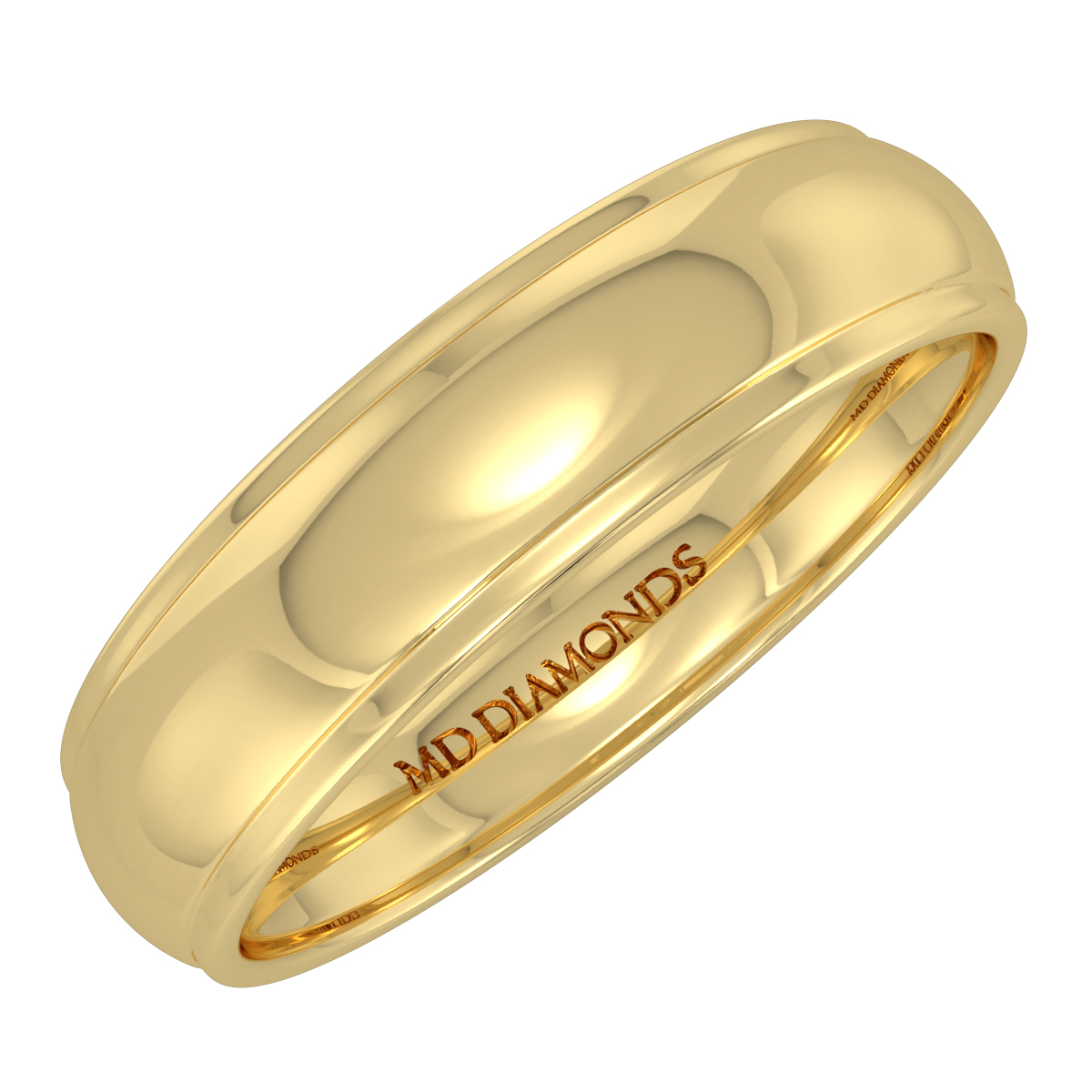 Men's Grooved Edges Shiny Finish Wedding Band