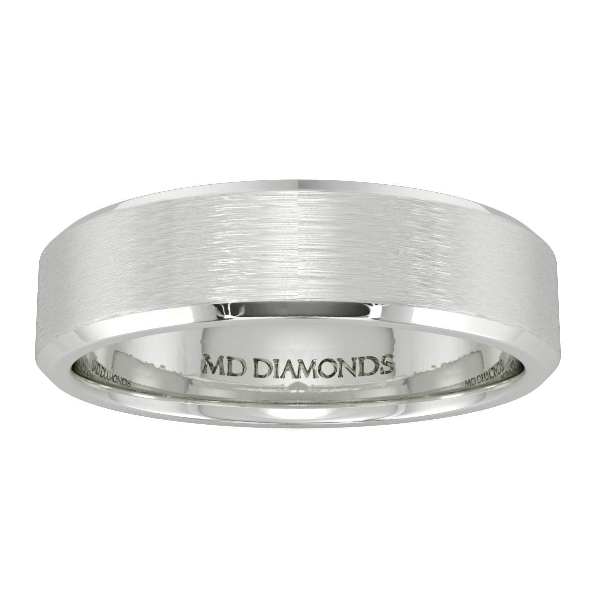Men's Beveled Edges, Centre Brushed Wedding Band