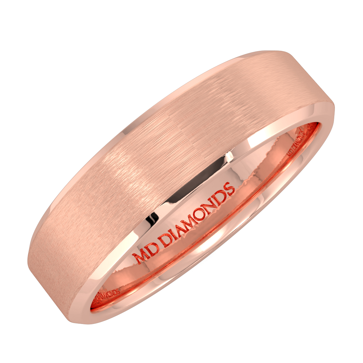 Men's Beveled Edges, Centre Brushed Wedding Band