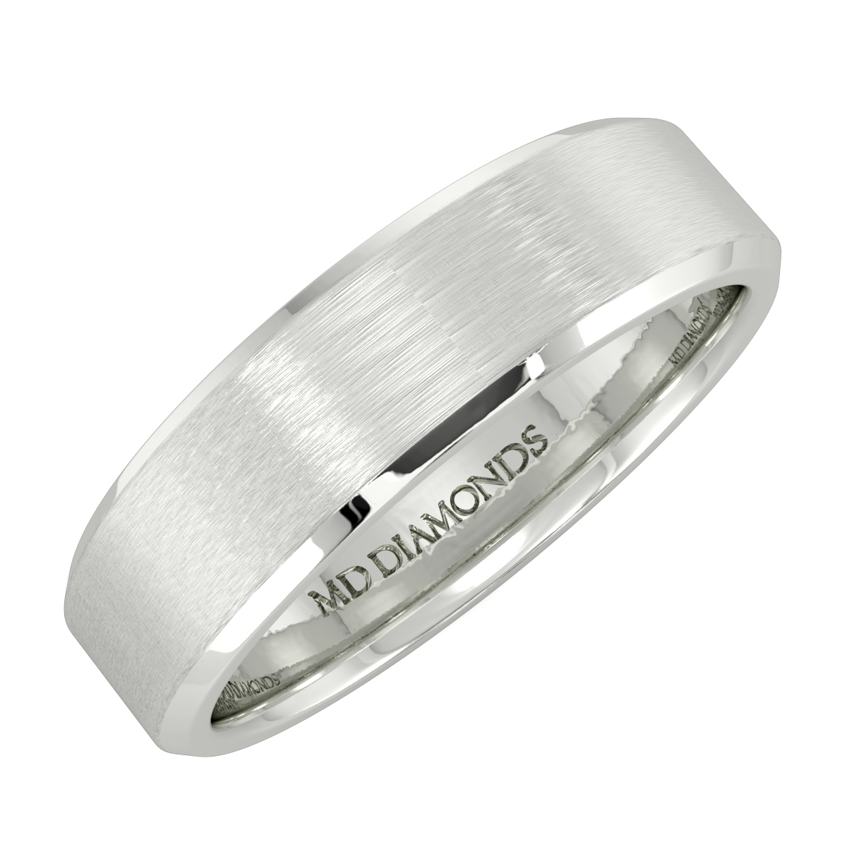 Men's Beveled Edges, Centre Brushed Wedding Band