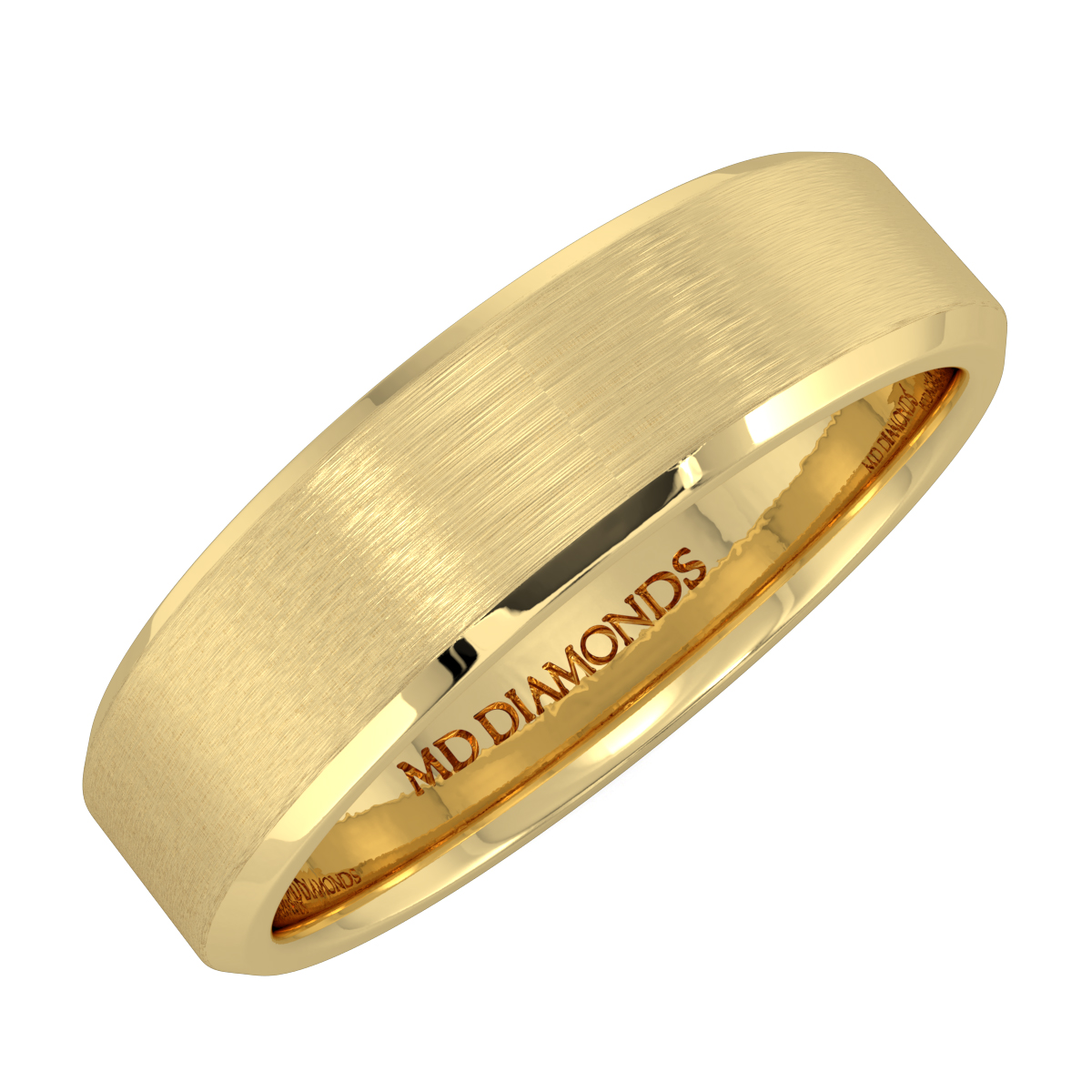 Men's Beveled Edges, Centre Brushed Wedding Band