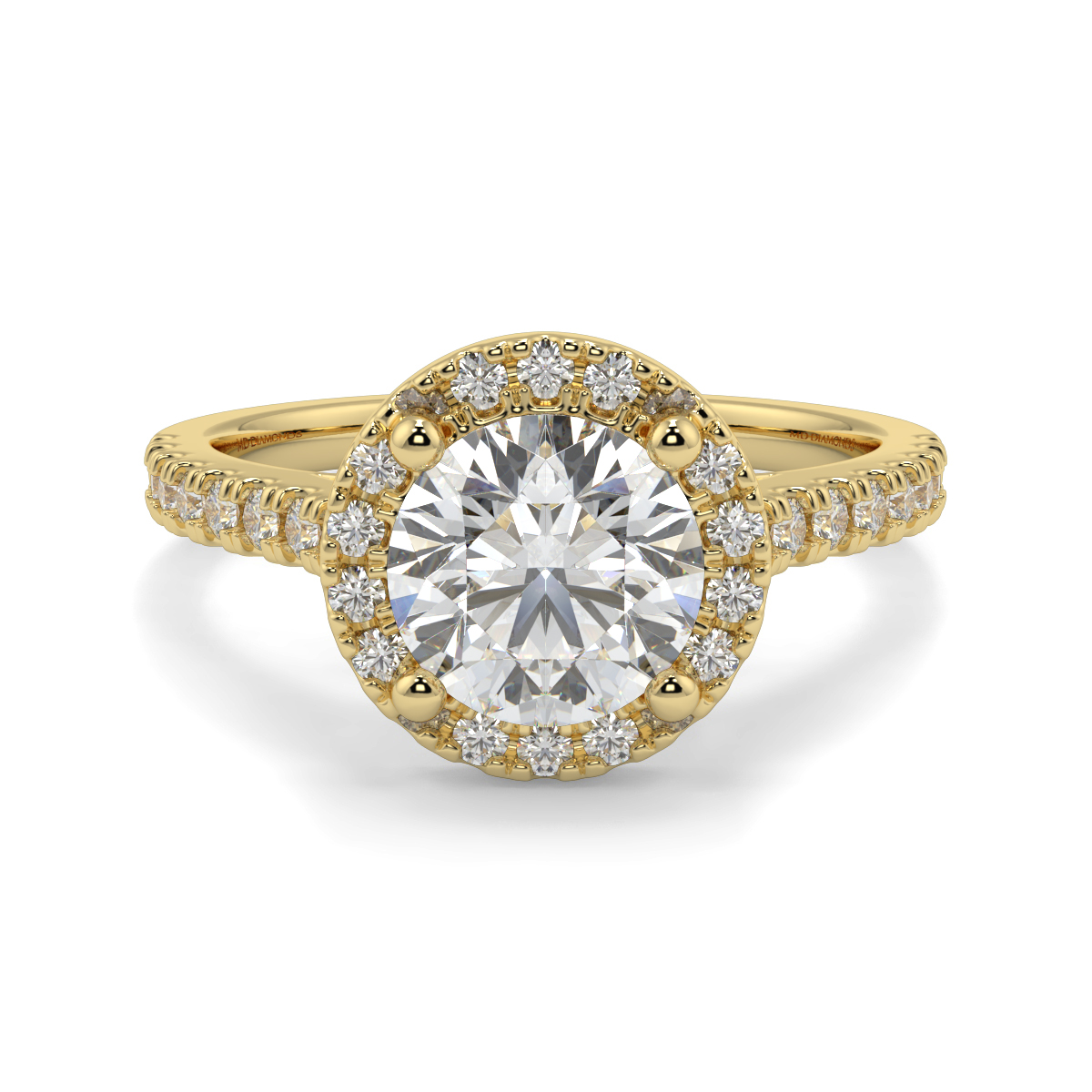 Round Single Halo Diamond Engagment Ring