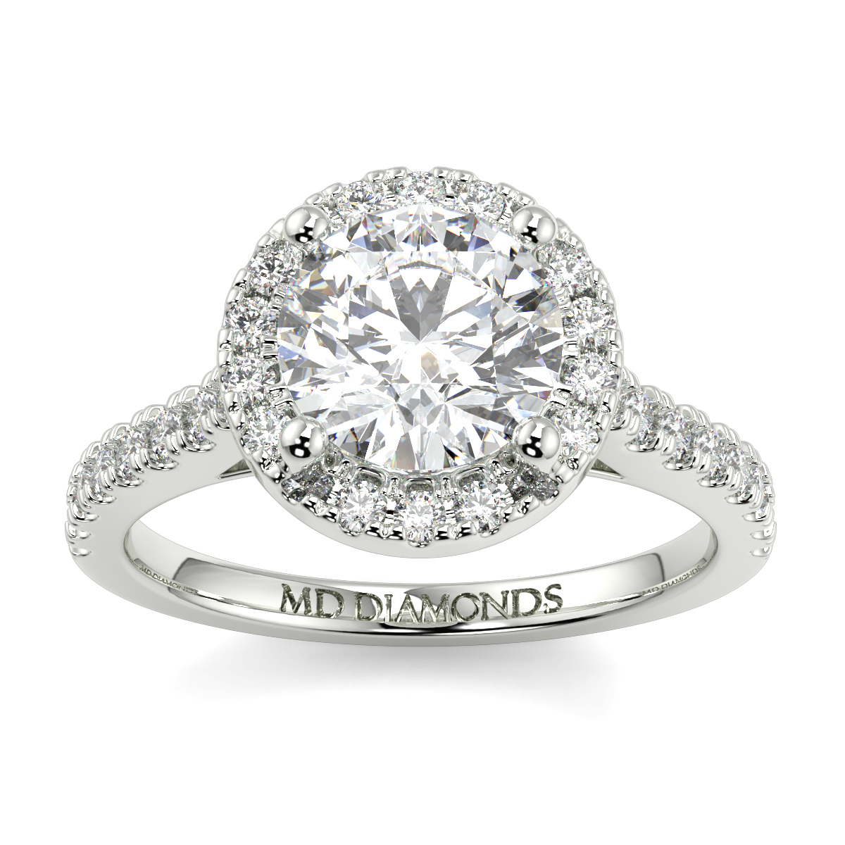 Round Single Halo Diamond Engagment Ring