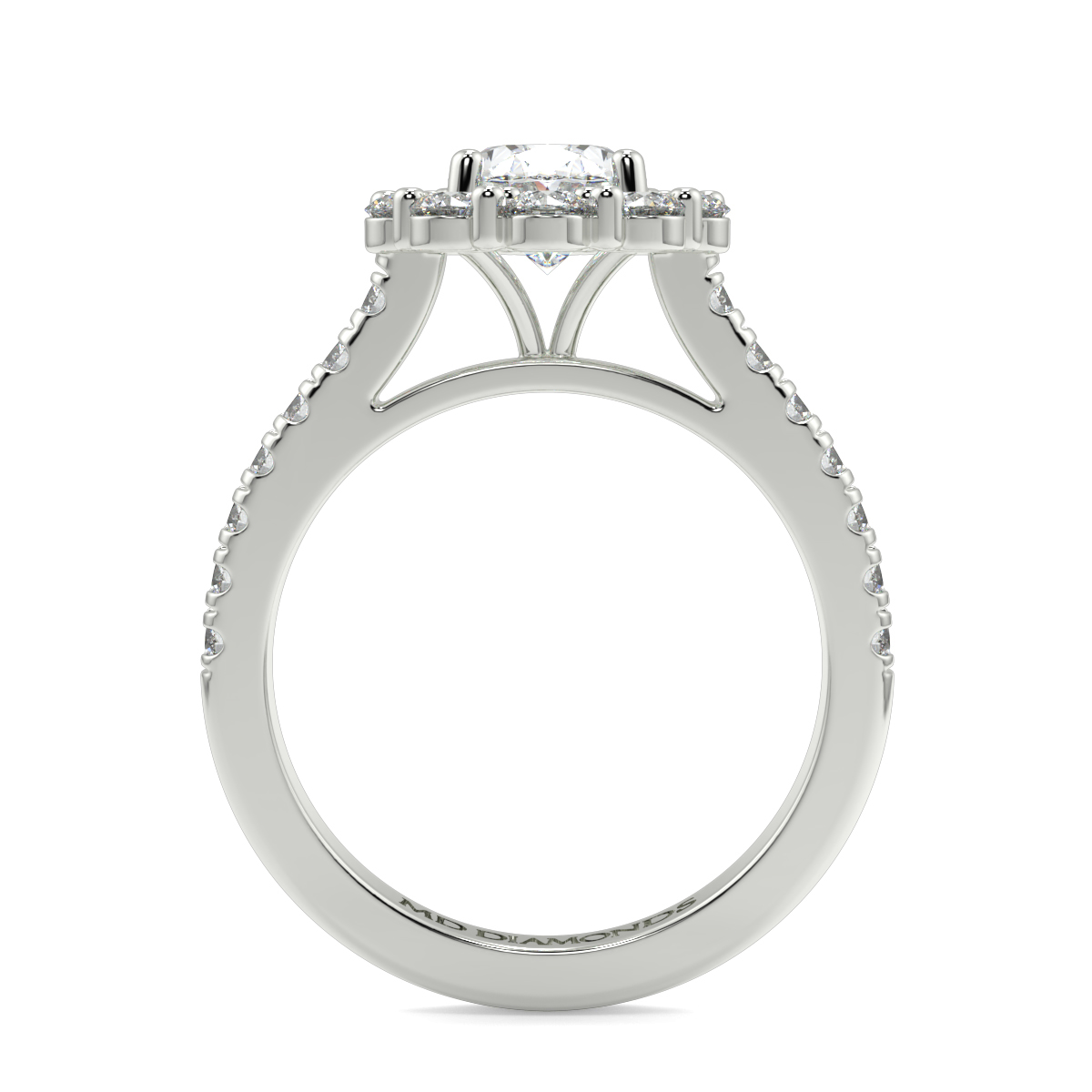 Oval Claw Set Halo Diamond Ring