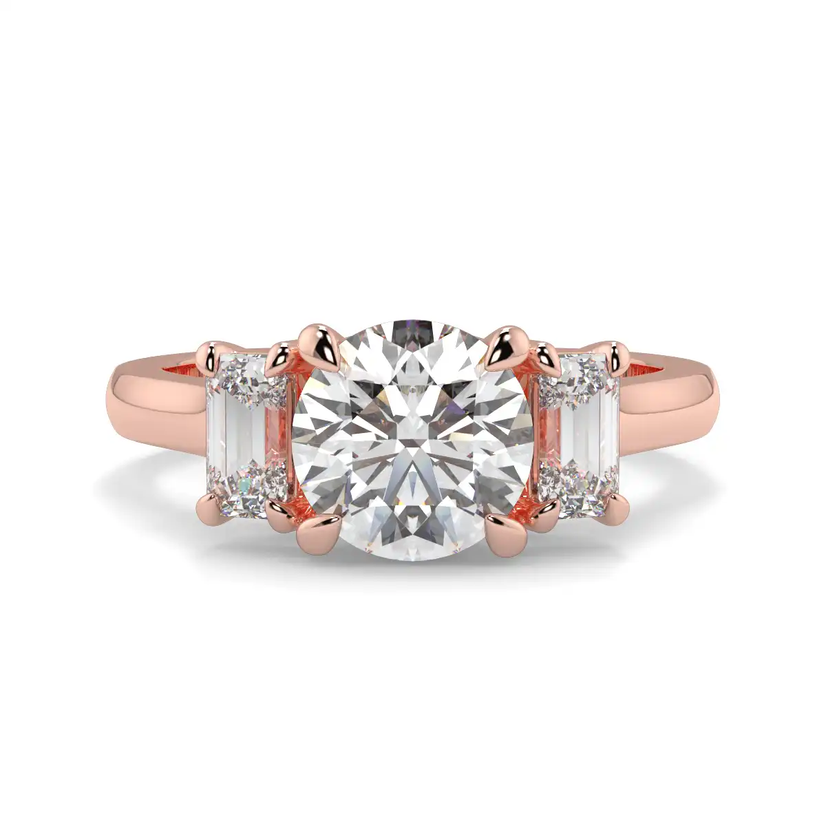 Round With Emerald Trilogy Ring