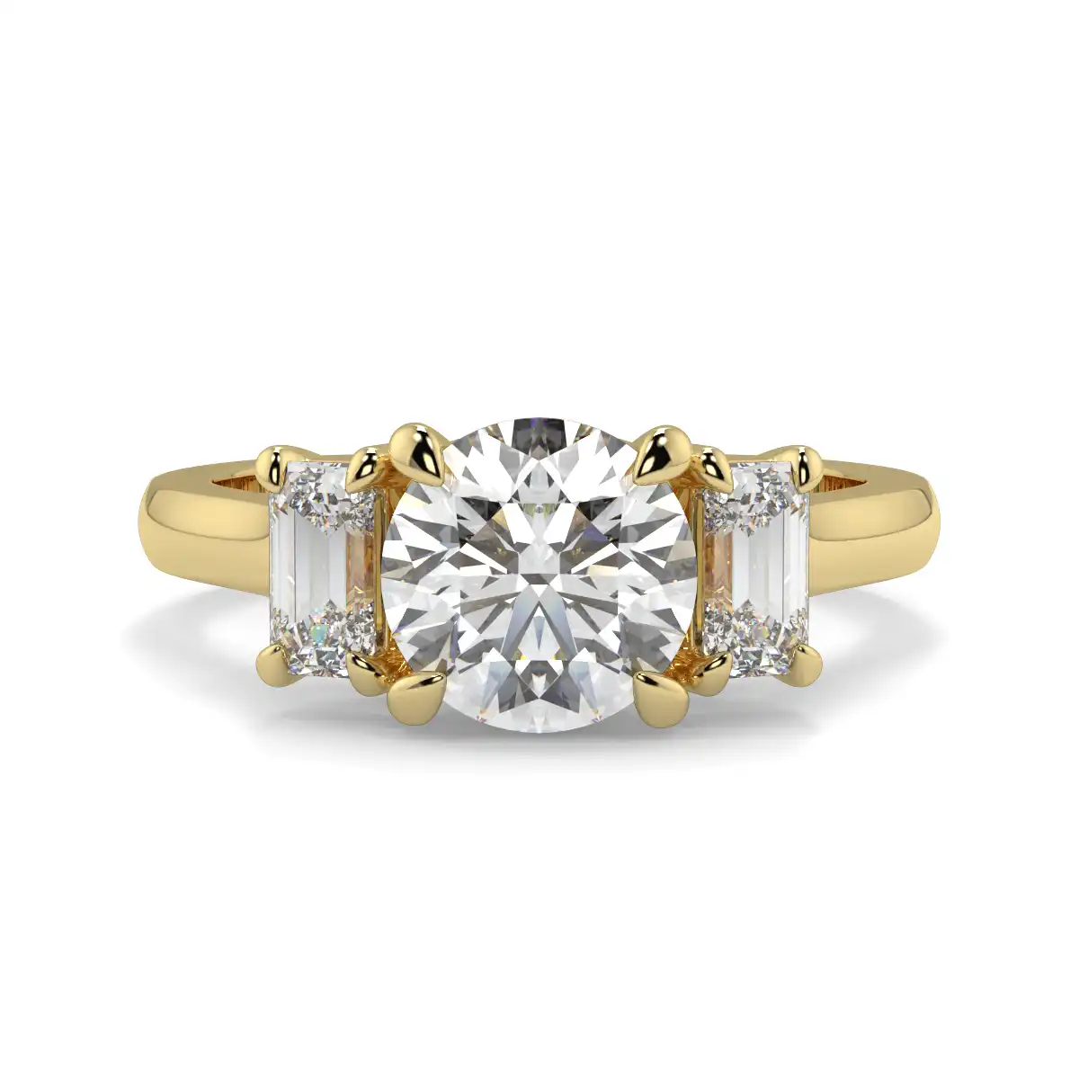 Round With Emerald Trilogy Ring