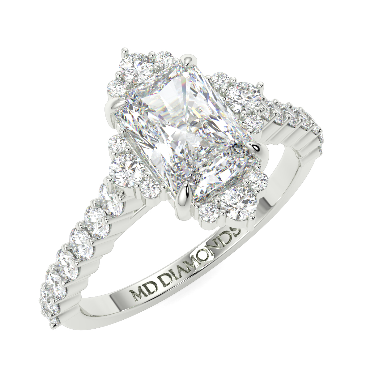 Radiant Cut Halo Diamond Engagement Ring