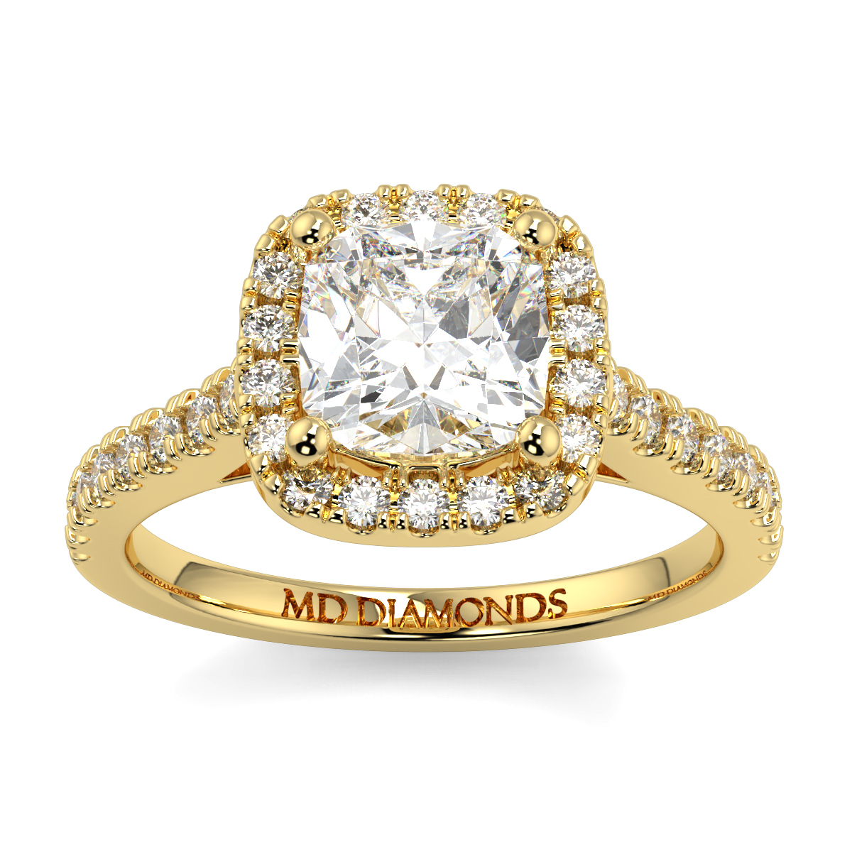 Cushion Single Halo Diamond Engagement Ring