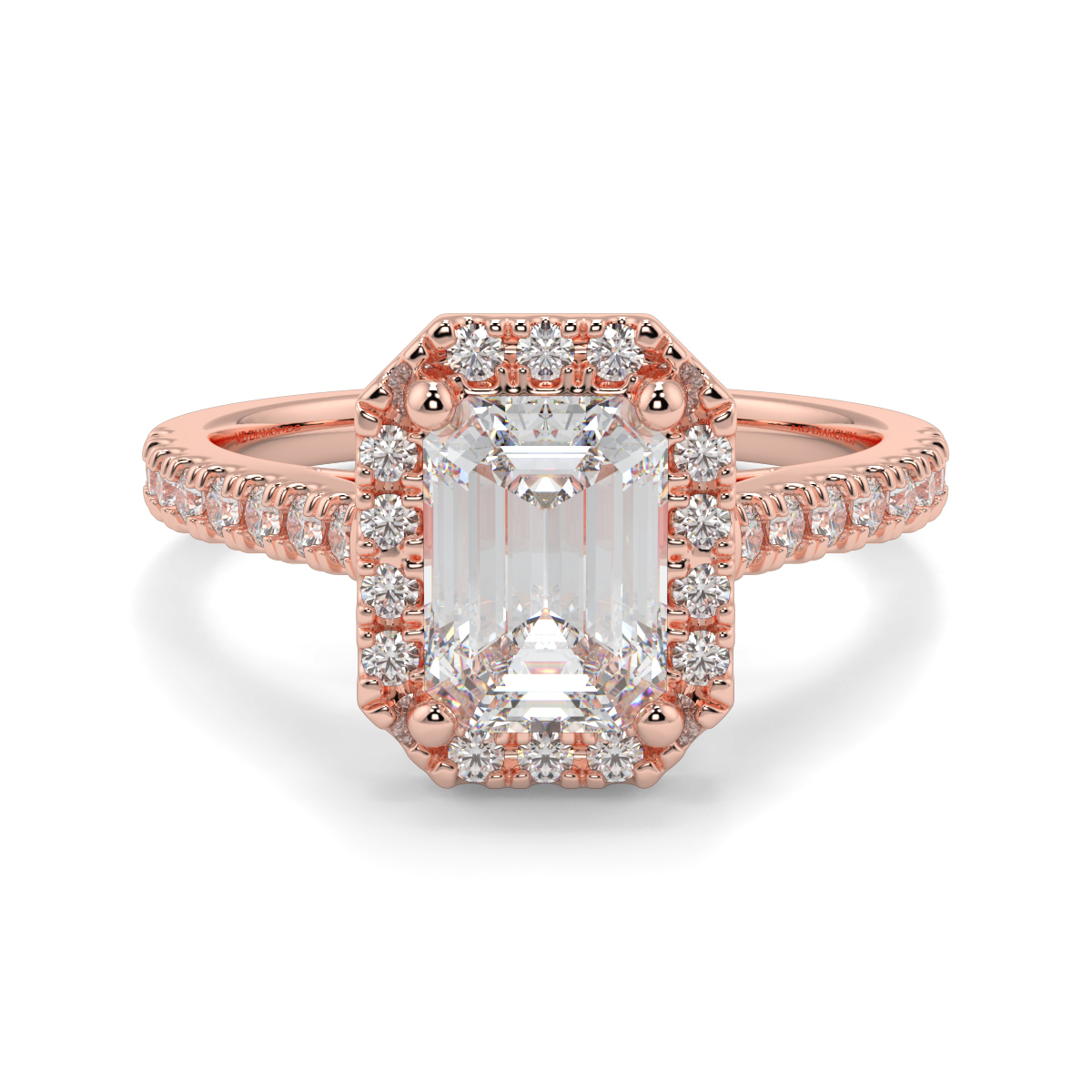 Emerald Cut Single Halo Diamond Engagement Ring