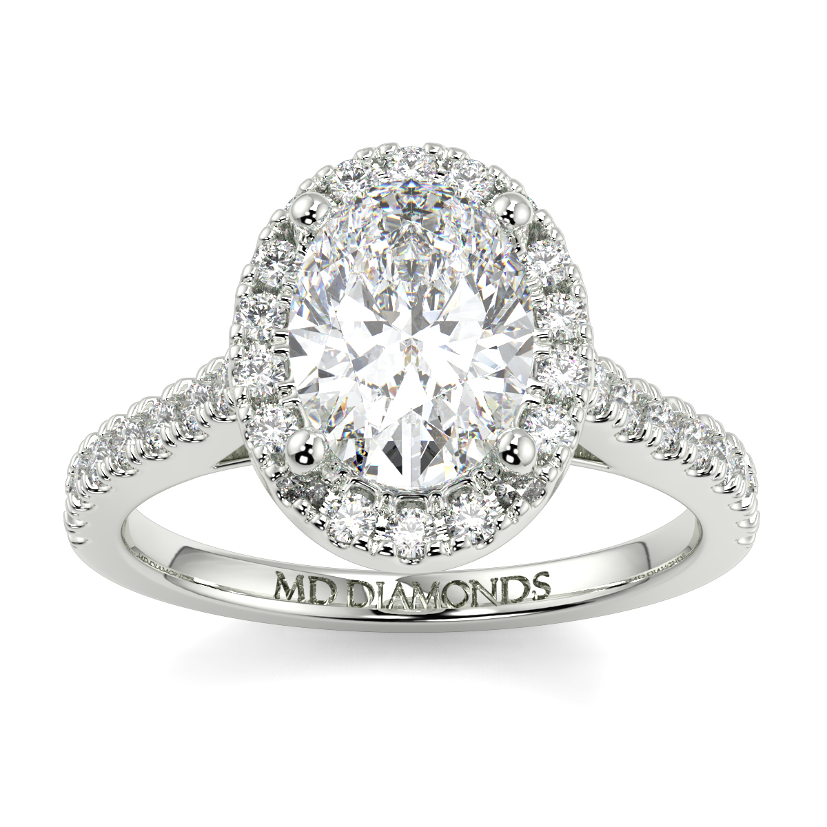 Oval Single Halo Diamond Engagement Ring