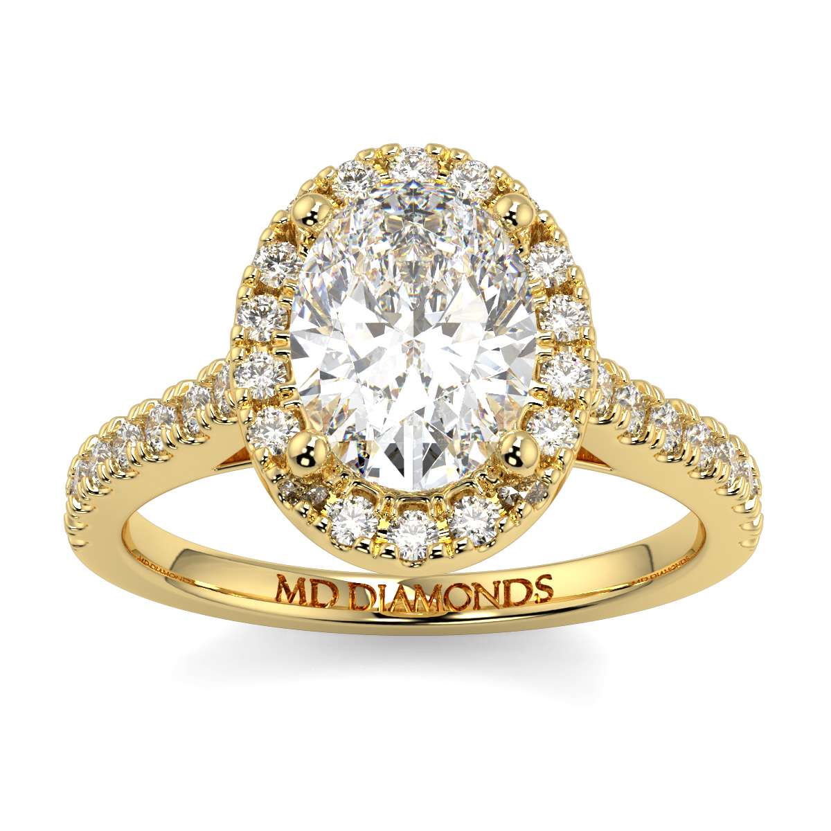 Oval Single Halo Diamond Engagement Ring