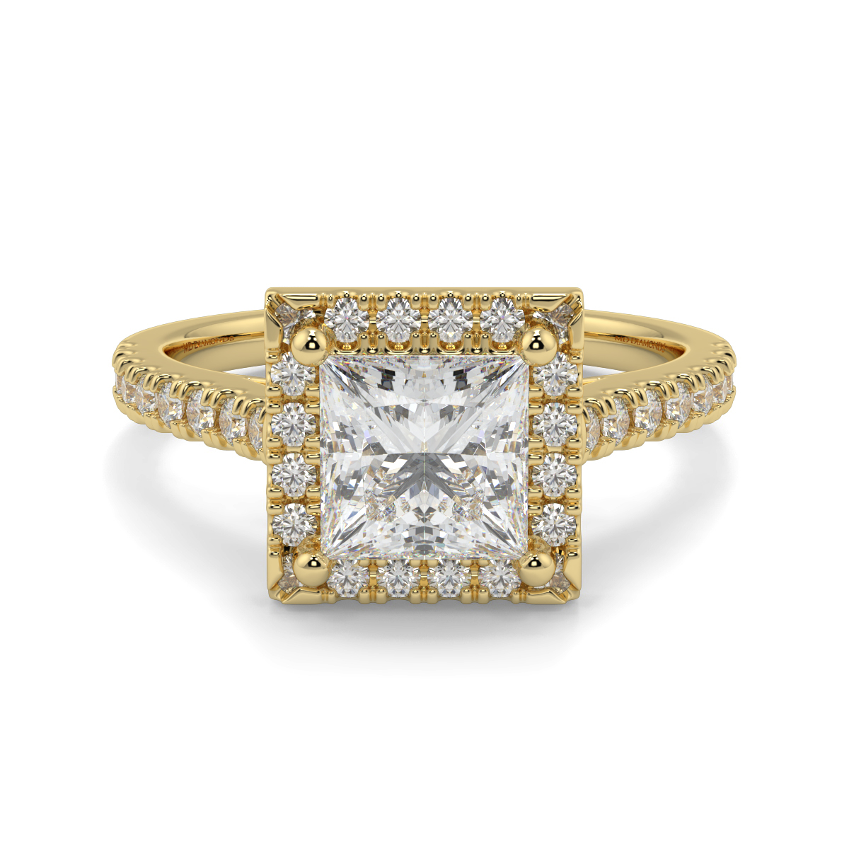 Princess Cut Single Halo Diamond Engagement Ring