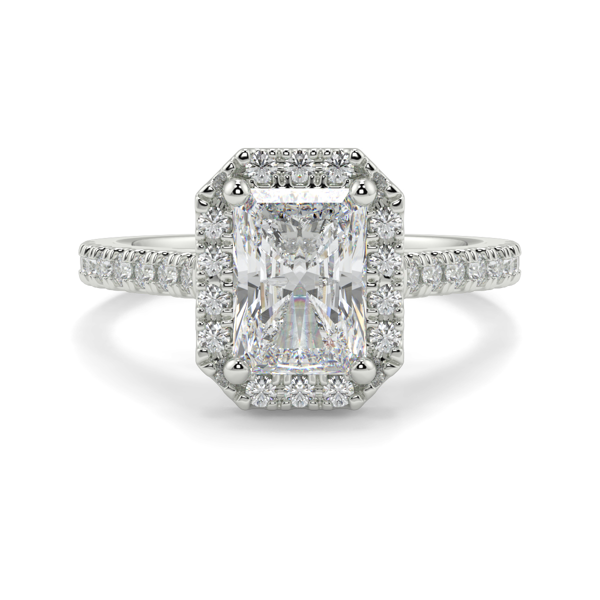 Radiant Single Halo Diamond Engagement Ring