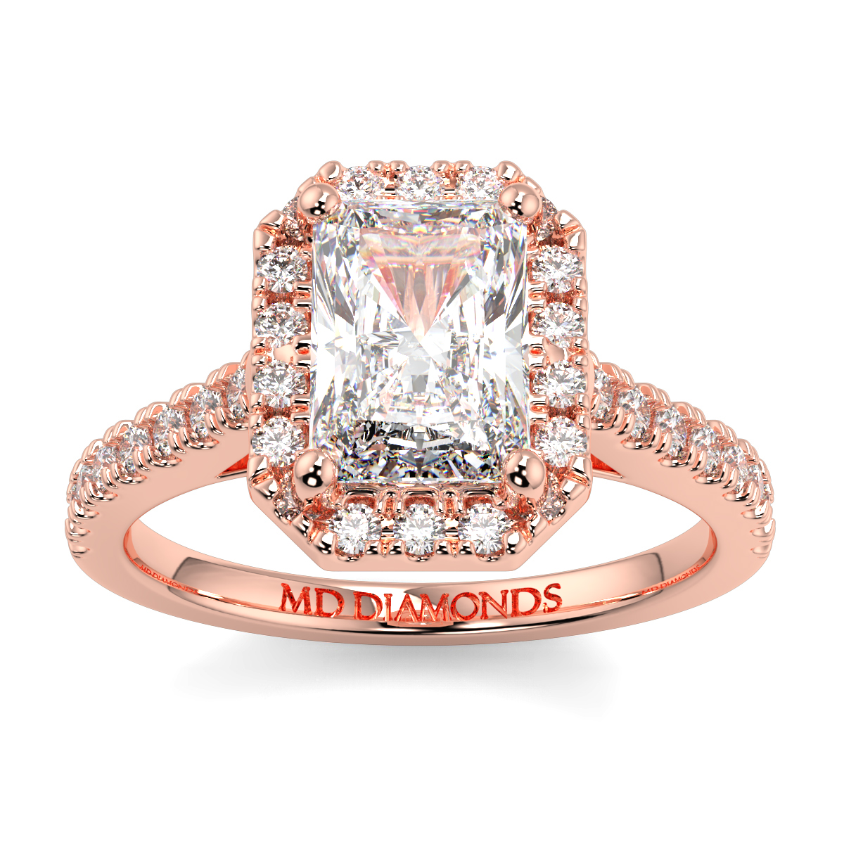 Radiant Single Halo Diamond Engagement Ring